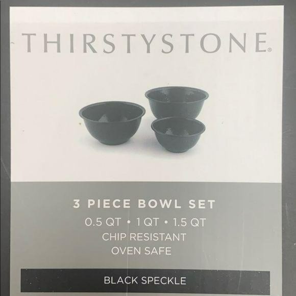 ThirstyStone Black Speckled 3 Piece Bowl Set bakin - Picture 6 of 10
